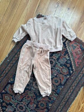 Quincy Mae Blush Velour Sweatshirt and Sweatpants Set